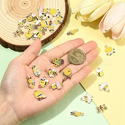 30個15スタイルアロイエナメルチャーム  ミツバチのチャーム  ゴールドカラー  混合図形  14~20.5x10.5~18x1~2mm  穴：1.6~1.8mm  2個/スタイル&nbsp;ENAM-YW0008-39