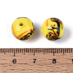 手作りランプワークビーズ  ラウンド  きいろ  11.5~12.5mm  穴：1~1.8mm&nbsp;LAMP-Q039-05G