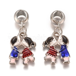 Ccbペンダント  女の子と男の子にキス  プラチナ  22x16x4mm  穴：6mm&nbsp;CCB-K243-06P