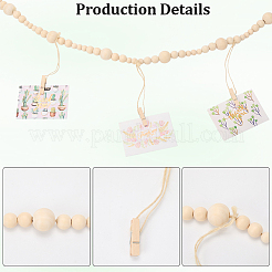 Wooden Bead Garland Hanging Photo Display with Clips&nbsp;DIY-WH20002-611A