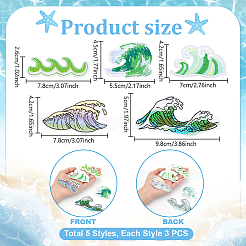 15Pcs 5 Styles Polyester Thread Computerized Embroidery Iron On/Sew On Patches&nbsp;PATC-PH0001-83