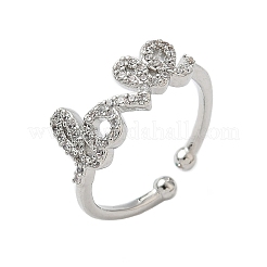 Brass Micro Pave Cubic Zirconia Cuff Rings&nbsp;RJEW-H256-03P
