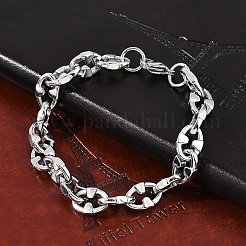 304ステンレススチール製オーバルリンクチェーンブレスレット女性用男性用  ステンレス鋼色  8-1/2インチ（21.6cm）&nbsp;BJEW-F488-48C-P