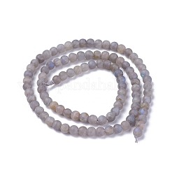 天然石ラブラドライトビーズ連売り  ラウンド  4mm  穴：0.5mm  約97個/連  15.3インチ（39cm）&nbsp;G-G772-04-E