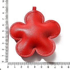 イミテーションレザーペンダント  花  レッド  83x78x25mm  穴：5.5x1mm&nbsp;FIND-S002-01B