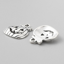 合金ペンダント  かぼちゃのジャックオーランタンチャーム  プラチナ  18x15.5x3mm  穴：2mm&nbsp;FIND-WH0147-93P