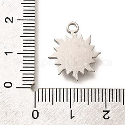 304ステンレスペンダント  太陽のチャーム  変色防止  ステンレス鋼色  18x15x2.5mm  穴：2mm&nbsp;STAS-D288-06P