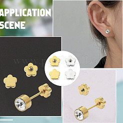 40Pcs 4 Styles Stainless Steel Ear Nuts&nbsp;STAS-FS0002-21