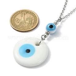 Lampwork Evil Eye Pendant Necklace&nbsp;NJEW-JN04614-02