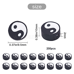 200Pcs Yin Yang Style Handmade Polymer Clay Beads&nbsp;DIY-SC0015-66A