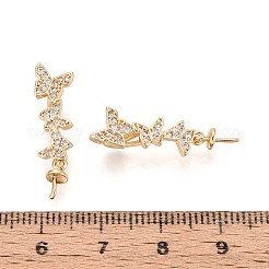 Brass Micro Pave Cubic Zirconia Cup Pearl Peg Bails Pin Pendants&nbsp;KK-T079-27G