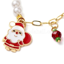 Christmas Theme Glass & Alloy Enamel Charm Bracelets&nbsp;BJEW-JB10907