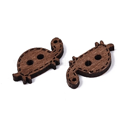2穴のべっ甲柄木製ボタン  染め  サドルブラウン  11.5x22x2.5mm  穴：2mm&nbsp;BUTT-Q046-02B