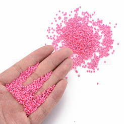 蛍光色ガラスシリンダービーズ  シードビーズ  焼き付け塗料  丸い穴  濃いピンク  1.5~2x1~2mm  穴：0.8mm  約8000個/袋  約1ポンド/バッグ&nbsp;SEED-S047-P-005