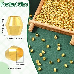 双円錐真鍮スペーサービーズ200個  双円錐形  ゴールドカラー  4x4mm  穴：2mm  200個/セット&nbsp;KK-YW0003-39