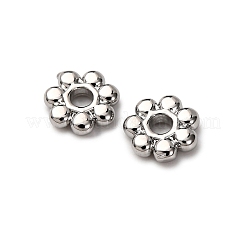 真鍮製スペーサービーズ  ニッケルフリー  ラックめっき  花  プラチナメッキ  5x5x1mm  穴：1.5mm&nbsp;KK-Z121-05P-02