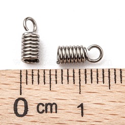 変色に強い304ステンレススチール製ターミネーター  コイルコードエンド  ステンレス鋼色  8x3mm  穴：2mm&nbsp;STAS-S028-13