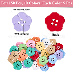 50Pcs 10 Colors 4-Hole Plastic Buttons&nbsp;FIND-CY0001-04