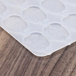 DIYペンダントシリコンモールド  レジン型  UVレジン用  エポキシ樹脂ジュエリー作り  イースターエッグペンダント  ホワイト  144x100x4.5mm  穴：3.3mm  内径：33x21mm&nbsp;SIL-B077-01A