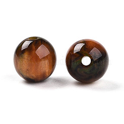 樹脂ビーズ  ラウンド  ツートン  オリーブドラブ  10mm  穴：2mm&nbsp;X1-RESI-YW0004-28B-11