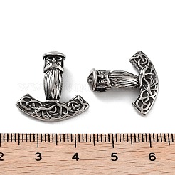 316サージカルステンレスペンダント  トールのハンマーチャーム  アンティークシルバー  20x20x6.5mm  穴：3.3x2.8mm&nbsp;STAS-K276-15AS