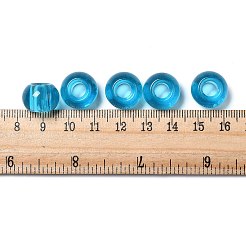 ガラスヨーロピアンビーズ  大穴ビーズ  ロンデル  ディープスカイブルー  15x10mm  穴：5mm&nbsp;X-GDA006-003