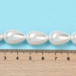 電気メッキシェルパールビーズ連売り  ドロップ  ホワイト  18x12mm  穴：1mm  約23個/連  15.7インチ（40cm）&nbsp;BSHE-O019-05
