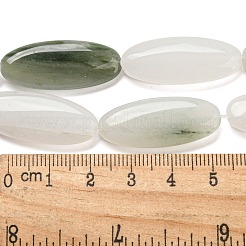 天然石翡翠ビーズ連売り  フラットオーバル  30x13x5.5mm  穴：1mm  約13個/連  15.35''（39センチメートル）&nbsp;G-B078-E03-01