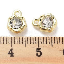 ラックメッキ合金ラインストーンチャーム  鉛フリー＆カドミウムフリー＆ニッケルフリー  花  透明  ゴールドカラー  10x7.5x4.5mm  穴：1.2mm&nbsp;PALLOY-F311-17G-01