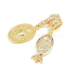 Brass Micro Pave Cubic Zirconia Pendants&nbsp;KK-Z151-07G