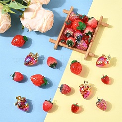 イチゴペンダントキット  樹脂とアクリルチャーム30種類5個  レッド  18~32x13.5~23x13.5~21mm  穴：1.6~2.5mm  6個/スタイル&nbsp;DIY-YW0016-23