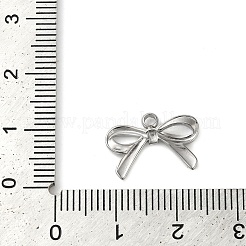 変色しない304ステンレススチールペンダント  ちょう結びチャーム  ステンレス鋼色  11~11.5x16x2~2.5mm  穴：1.5~2mm&nbsp;X-STAS-Z074-02P-02