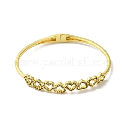 Rack Plating Brass Micro Pave Clear Cubic Zirconia Hollow Multi Heart Hinged Bangles&nbsp;BJEW-H616-03G