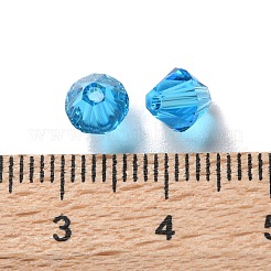 K9ガラス  模造オーストリアクリスタルビーズ  多面カット  双円錐形  ディープスカイブルー  6x6x6mm  穴：0.9mm&nbsp;GLAA-R001-08-19