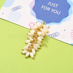 天然のニシキウズガイの殻/ニシキウズガイの殻の大きなペンダント  クラスターペンダント  本物の18K金メッキ304ステンレススチールのロブスタークロウ留め金と真鍮のヘッドピン付き  乳白色  62mm&nbsp;PALLOY-JF00513