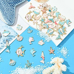 20個 10スタイル 海の動物合金エナメルペンダント  混合図形  ミックスカラー  12.5~31x11~25x1.5~3.5mm  穴：1.6~2.5mm  2個/スタイル&nbsp;ENAM-YW0004-35