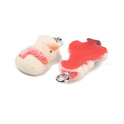 Christmas Flocky Opaque Resin Pendants&nbsp;RESI-H040-04A-P