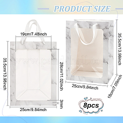 Folding Marble Print Paper Gift Bags with Handle and Plastic Visible Window&nbsp;ABAG-WH0038-53