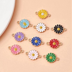 10Pcs 10 Colors Zinc Alloy Enamel Sunflower Connector Charms&nbsp;ENAM-YW0003-42