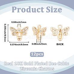 12Pcs Brass Micro Pave Cubic Zirconia Charms&nbsp;KK-BBC0018-38