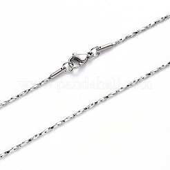変色しない304ステンレススチールボストンリンクチェーンネックレス  カニカン付き  ステンレス鋼色  19.68インチ（50cm）x1.2mm&nbsp;NJEW-S420-006C-P