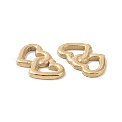 304ステンレススチールカボション  ダブルハート  18KGP本金メッキ  6x10.5x1mm  穴：2.5x3mm&nbsp;STAS-J400-15G
