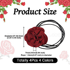 4Pcs 4 Colors Cloth Flower Collar Choker Necklace for Women Bride Wedding Party&nbsp;AJEW-TA0001-26