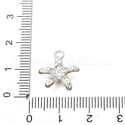 合金ラインストーンペンダント  ヒトデのチャーム  ラックめっき  プラチナ  14.5x14.5x4mm  穴：1.6mm&nbsp;RB-CBAA597-02P