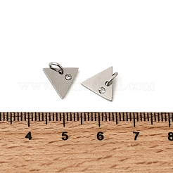 316サージカルステンレスペンダント  キュービックジルコニア付き  三角形  透明  ステンレス鋼色  9.5x10.5x2mm  穴：3mm&nbsp;STAS-J038-07P