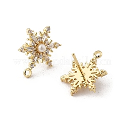 Brass Micro Pave Cubic Zirconia Stud Earring Findings&nbsp;KK-K371-34G