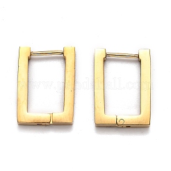 304ステンレススチール長方形ハギーフープピアス  ゴールドカラー  17.5x12.5x3mm  ピン：1mm&nbsp;STAS-J033-10A-G