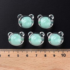 透明なアクリルビーズ  二層ビーズ  クマ  アクアマリン  16x18x15.5mm  穴：3mm  約220個/500g&nbsp;MACR-S373-122-B03