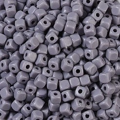 不透明なアクリルビーズ  キューブ  ライトグレー  4x4x4mm  穴：1.4mm&nbsp;X1-OACR-B025-06H