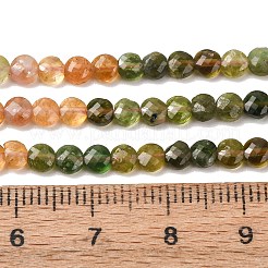 グラデーションカラーの天然マルチカラートルマリンビーズ連売り  フラットラウンド  ファセットビーズ  4x4x2.5mm  穴：0.7mm  約108個/連  15.35''（39センチメートル）&nbsp;G-D110-F02-01